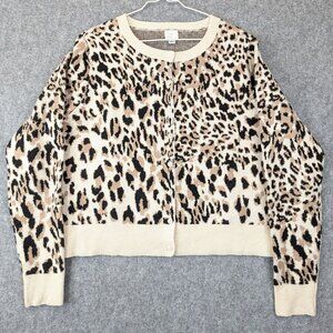 A New Day Leopard Print Cardigan Sweater Women's Medium M Beige & Black